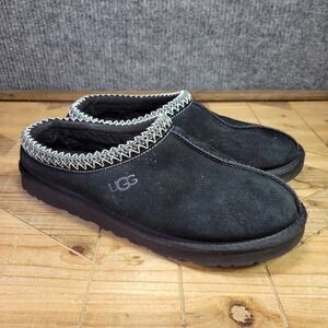 UGG Tasman Shoes Mens Size 10 Black Suede Slippers UGGplush Wool Lined 5950